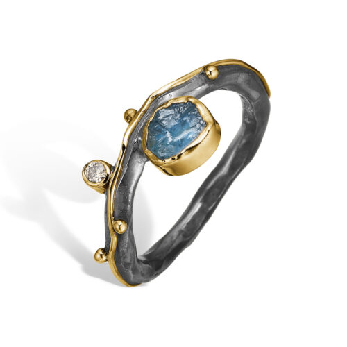 Louise Aqua Raw ring fra By Birdie