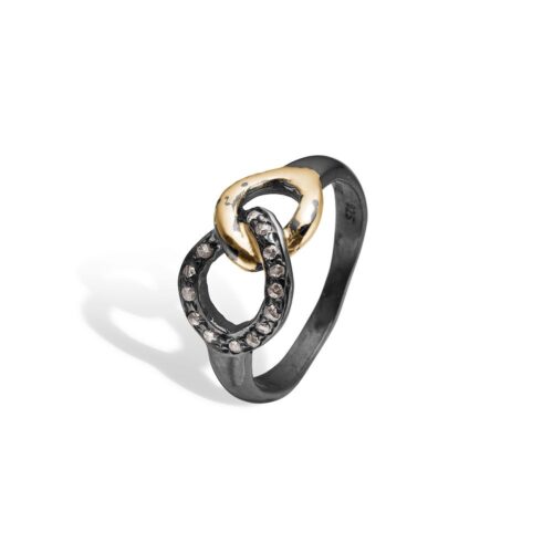 Onassis Duo ring fra By Birdie med rose cut diamanter 0.17ct
