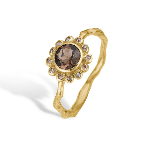 Zenith Enso ring fra Bu Birdie med en røgkvarts og rosenslebne diamanter