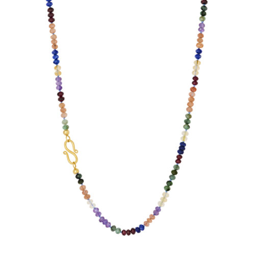 Karen Norup MIdnat halskæde med mix af farverige sten