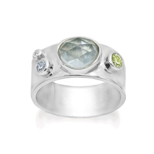 Rabinovich Calm Creek ring i sølv med kvarts, peridot, blå topas og zirkonia