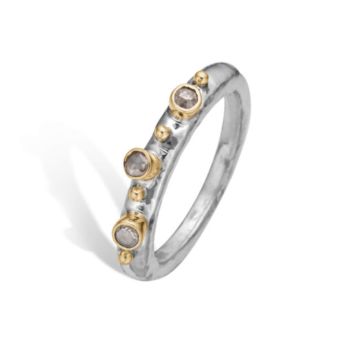 Sarah-3 Silver Polished ring fra By Birdie med rose cut diamanter