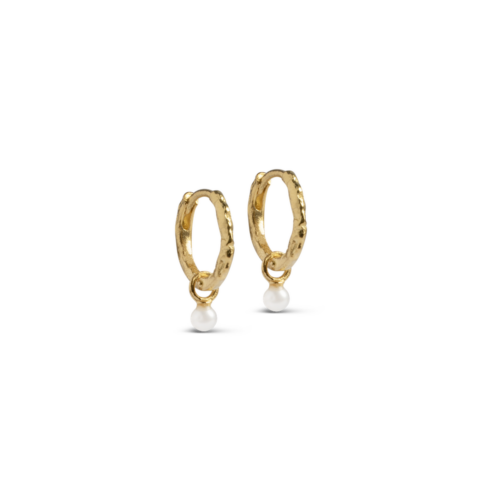 Enamel Belle Pearl Hoops i forgyldt sølv med perler