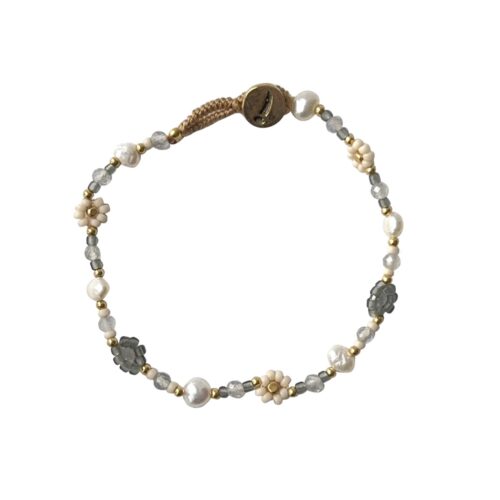 Ibu Jewels Lulu Flower armbånd i farven Dove Grey