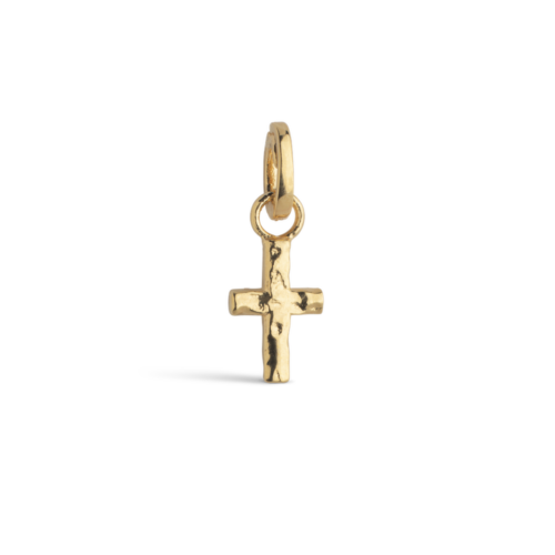 Enamel Golden Cross charm korsvedhæng i forgyldt sølv
