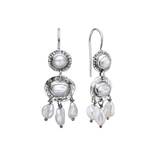 Margrethe Silver White Keshi øreringe fra By Birdie