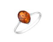 Smal sølvring med rav
